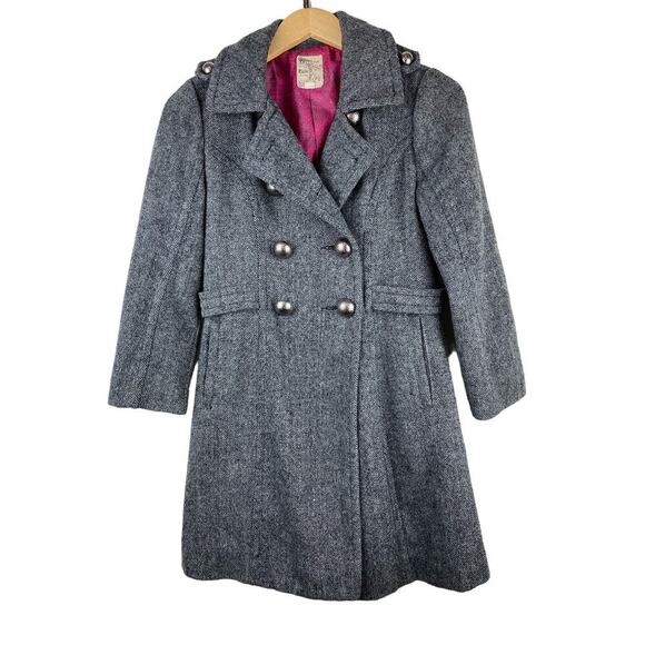 Anthropologie Tulle Size XS Gray Wool Blend Double Breasted Peacoat - Picture 1 of 9